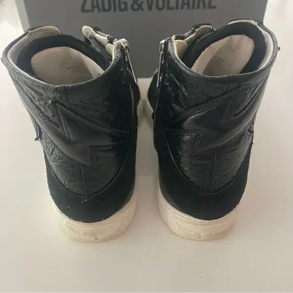 Zadig&Voltaire High Lash crinkled-finish leather sneakers FLAWED - Picture 9 of 9
